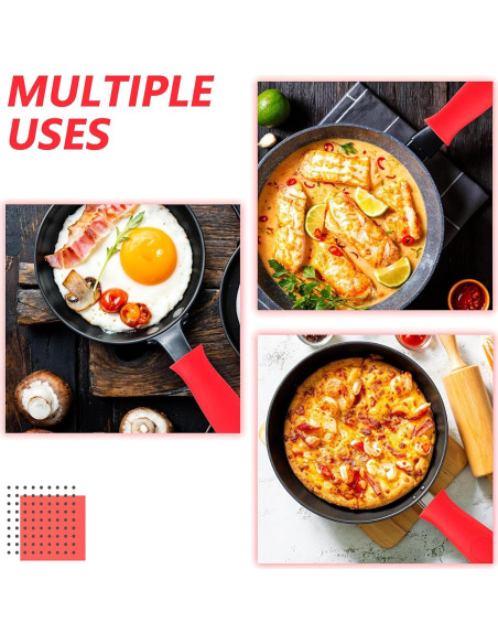 Funda de Mango de Silicona TIESOME 4 Pcs Antideslizante Rojo