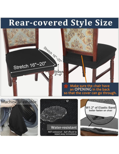Funda de Silla de Comedor BUYUE Set de 4 Jacquard Elástico