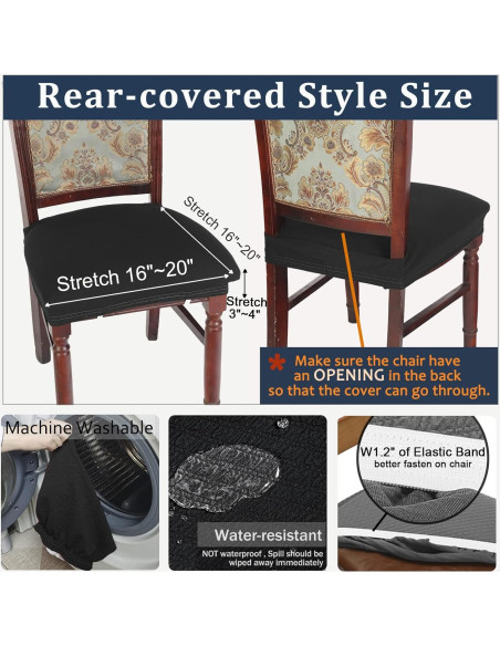 Funda de Silla de Comedor BUYUE Set de 4 Jacquard Elástico