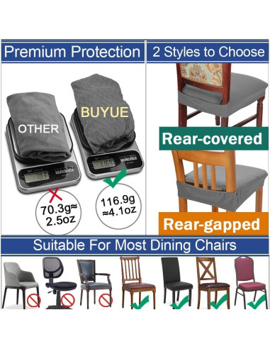 Funda de Silla de Comedor BUYUE Set de 4 Jacquard Elástico