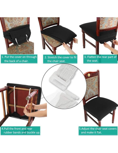 Funda de Silla de Comedor BUYUE Set de 4 Jacquard Elástico