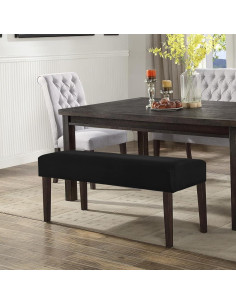 Cubierta de Banco de Comedor WOMACO Spandex Negra Grande 2