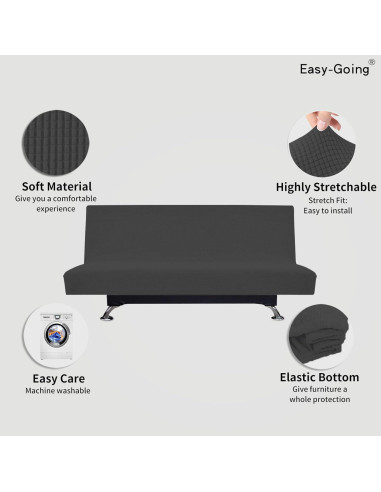 Funda de Futón Easy-Going Grande Gris Oscuro Elástica