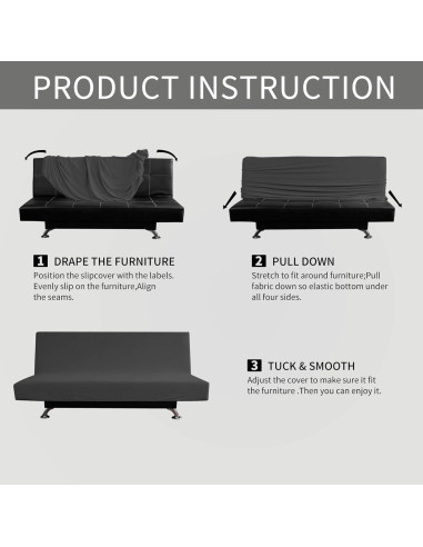 Funda de Futón Easy-Going Grande Gris Oscuro Elástica