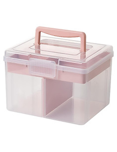 Caja de Almacenamiento Plástica FOREVERIE Pequeña Rosa y Transparente