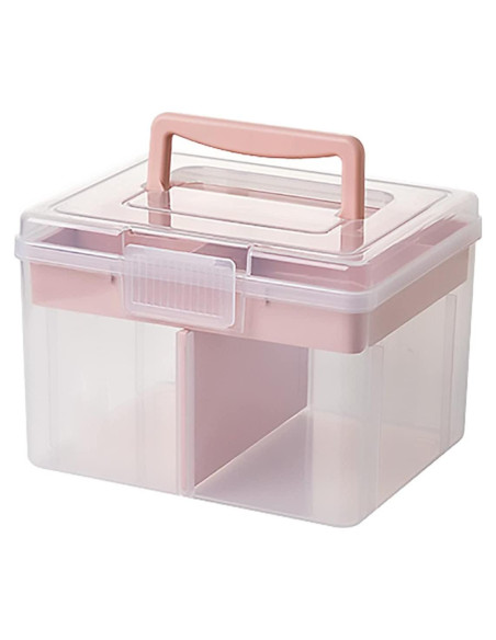 Caja de Almacenamiento Plástica FOREVERIE Pequeña Rosa y Transparente