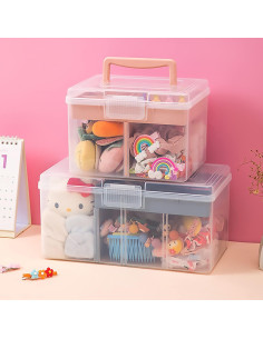 Caja de Almacenamiento Plástica FOREVERIE Pequeña Rosa y Transparente 2