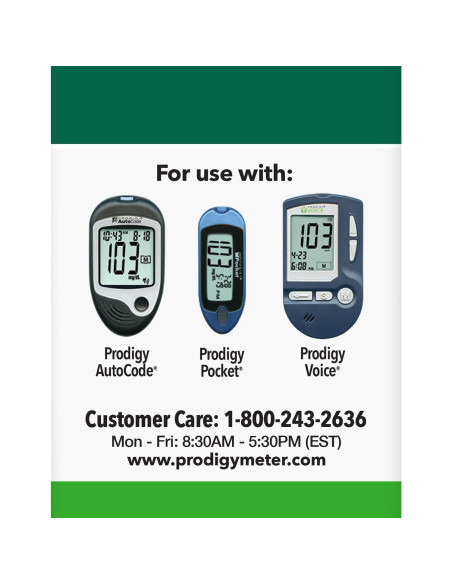 Tiras de Prueba Glucosa PRODIGY 10400 Sin Codificación 50u