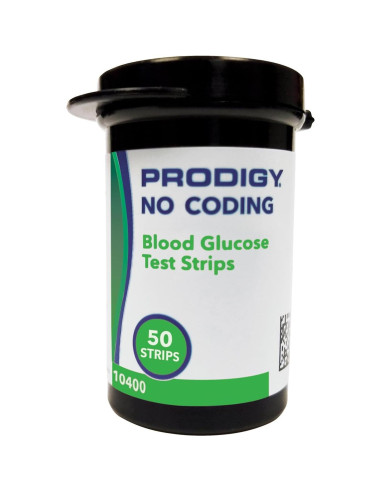 Tiras de Prueba Glucosa PRODIGY 10400 Sin Codificación 50u