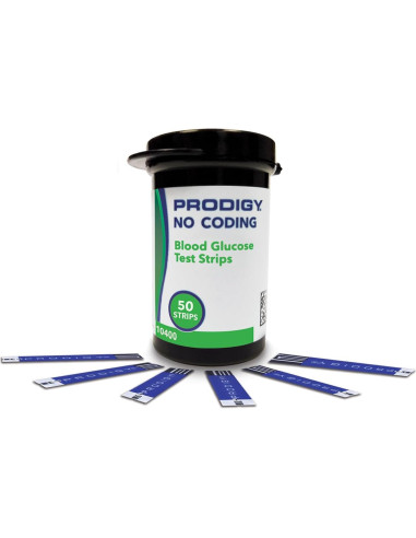 Tiras de Prueba Glucosa PRODIGY 10400 Sin Codificación 50u