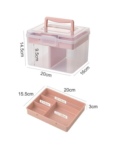 Caja de Almacenamiento Plástica FOREVERIE Pequeña Rosa y Transparente