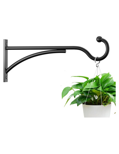 Ganchos para Plantas Saffruff 28 cm Metal Negro Soporte 13.6 kg