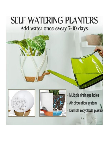 Macetas Colgantes Bouqlife 3 Set Autorriego 17.8 cm