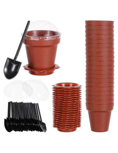 Paquete de 20 Mini Macetas DOITOOL con Tapa y Pala 7.2 cm