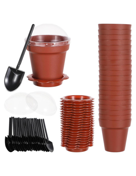 Paquete de 20 Mini Macetas DOITOOL con Tapa y Pala 7.2 cm