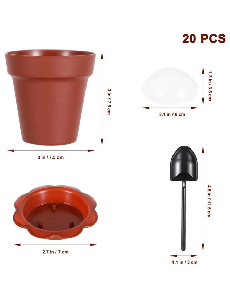 Paquete de 20 Mini Macetas DOITOOL con Tapa y Pala 7.2 cm