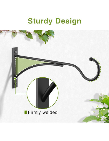 Ganchos para Plantas Saffruff 28 cm Metal Negro Soporte 13.6 kg