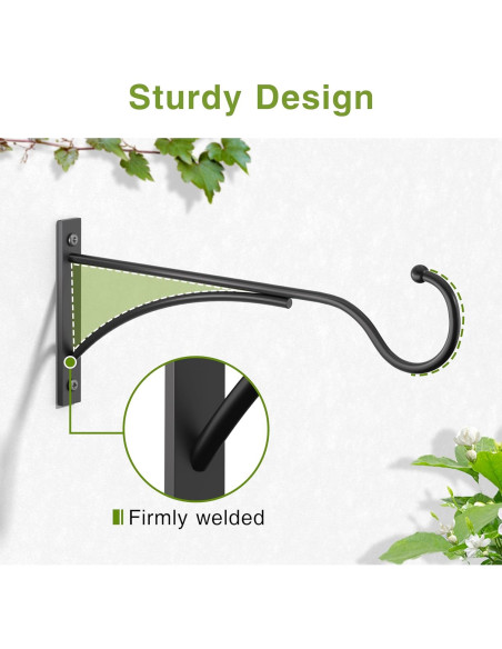 Ganchos para Plantas Saffruff 28 cm Metal Negro Soporte 13.6 kg