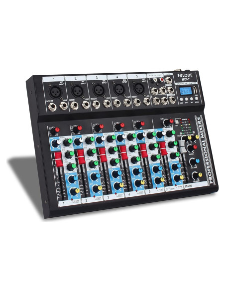 Mezclador de Audio Bluetooth 7 Canales MIX-7 48V USB