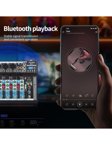 Mezclador de Audio Bluetooth 7 Canales MIX-7 48V USB