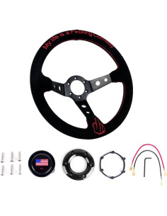 Volante de Carreras RASTP 34.5 cm Suede Universal con Claxon 2