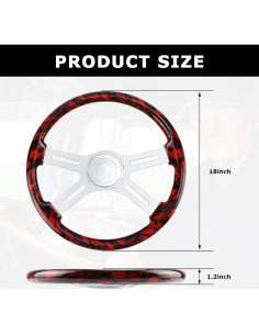 Volante de Camión QYMOPAY 18" Madera Roja 4 Rayos Aluminio 2