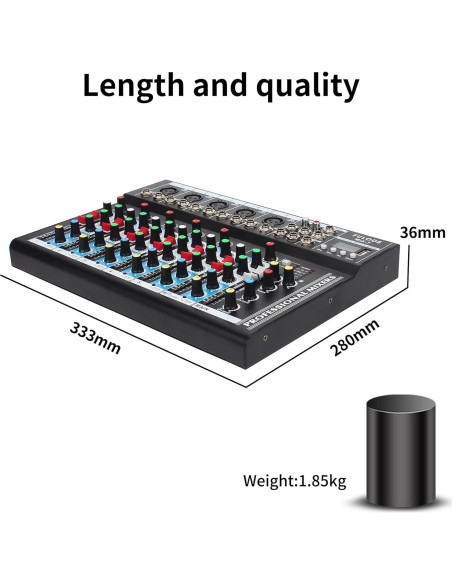 Mezclador de Audio Bluetooth 7 Canales MIX-7 48V USB