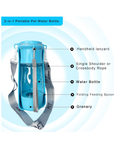 Botella de Agua Portátil para Perros CORIMEI 2 en 1 Azul 2