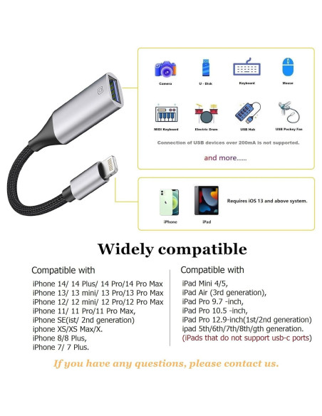 Adaptador Lightning a USB IVSHOWCO OTG para iPhone