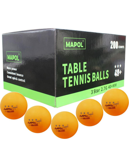 Pelotas de Tenis de Mesa MAPOL 200 Naranjas 3 Estrellas