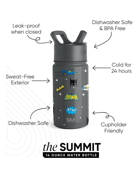 Botella de Agua Aislada Simple Modern Kids Batman 414ml