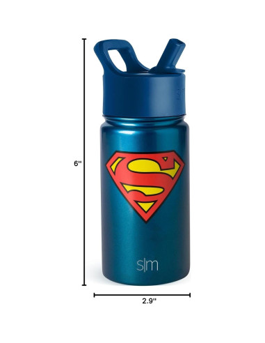 Botella de Agua Aislada Simple Modern Superman 414ml con Popote