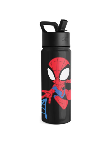 Botella de Agua Simple Modern Spiderman 532ml con Popote