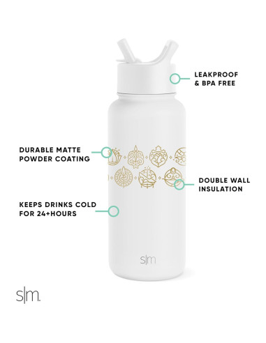 Botella de Agua Simple Modern Disney Princesa 32oz Acero Inoxidable