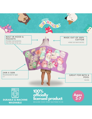 Toalla con Capucha Squishmallows Franco 61x127 cm Algodón