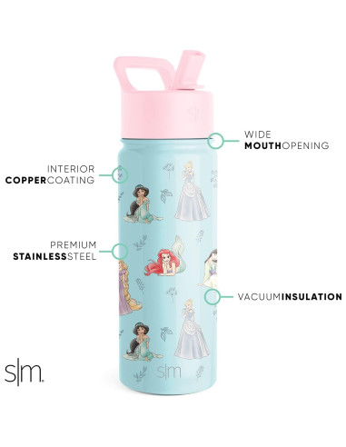 Botella de Agua Simple Modern 18oz Princesas Disney