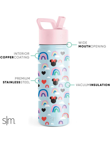Botella de Agua Simple Modern 18oz Minnie Mouse Arcoíris