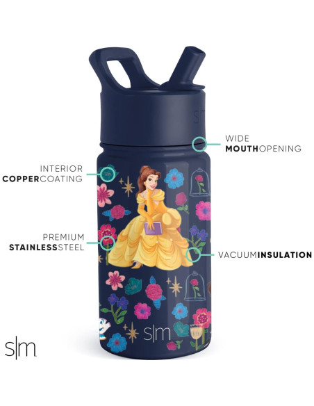 Botella de Agua Simple Modern Disney Belle 414ml con Popote