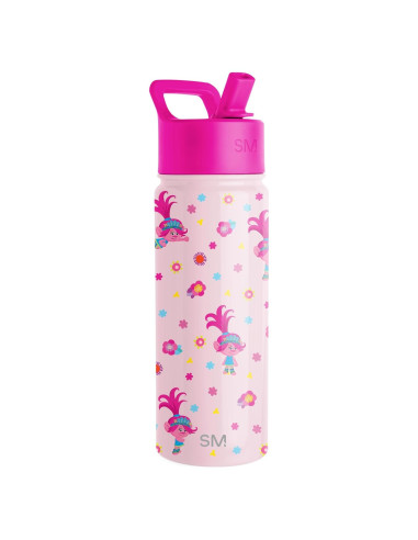 Botella de Agua Aislada Simple Modern Trolls 532ml con Popote