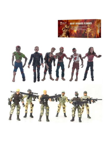 Figuras de Acción IMIREUXY Ejército y Zombis 12PCS Verde