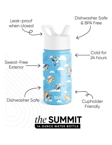 Botella de Agua Aislada Simple Modern 414 ml Niños Bluey