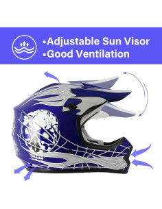 Casco XFMT DOT Offroad Niños Calavera Azul Mediano 2