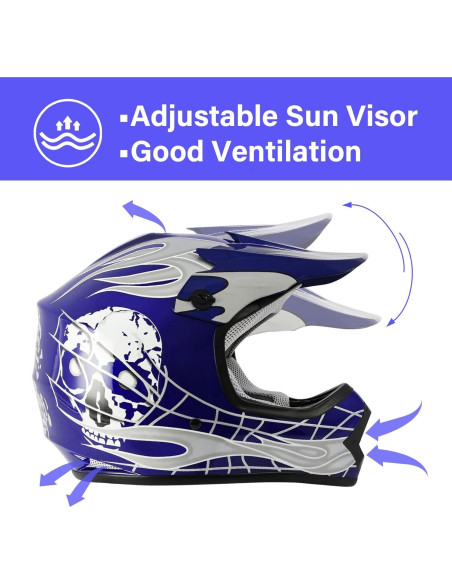 Casco XFMT DOT Offroad Niños Calavera Azul Mediano Casco XFMT DOT Offroad Niños Calavera Azul Mediano