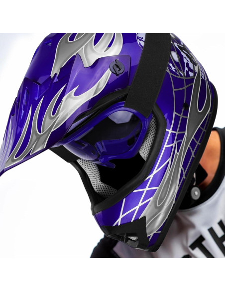 Casco XFMT DOT Offroad Niños Calavera Azul Mediano Casco XFMT DOT Offroad Niños Calavera Azul Mediano