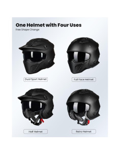 Casco Abierto ILM 726X Negro Mate para Motocicleta M 2
