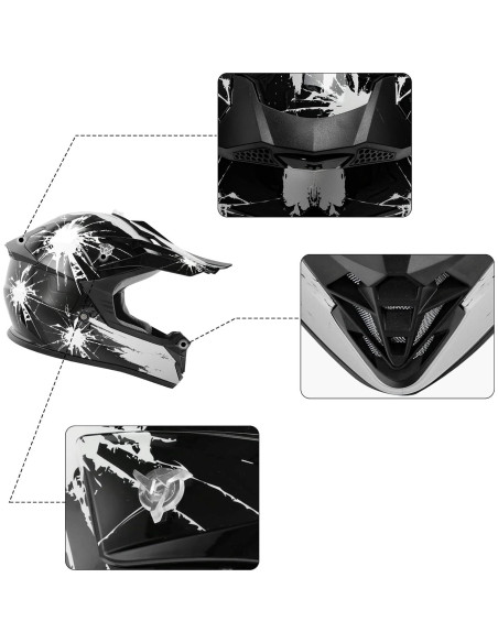 Casco de Motocross XFMT para Niños con Gafas y Guantes Casco de Motocross XFMT para Niños con Gafas y Guantes