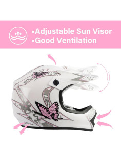 Casco XFMT Offroad Mariposa Rosa para Niños Grande 2