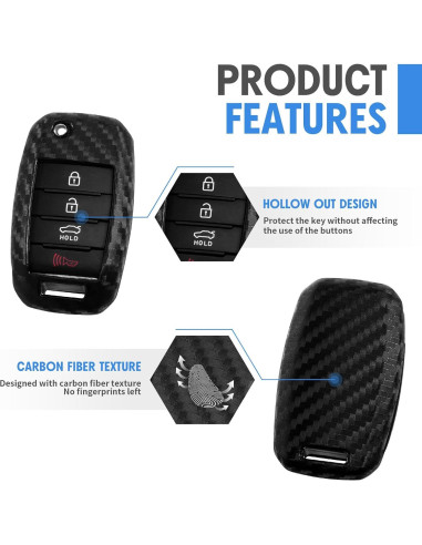 Funda de Llave Silicona Fibra de Carbono KIA Forte Optima Rio