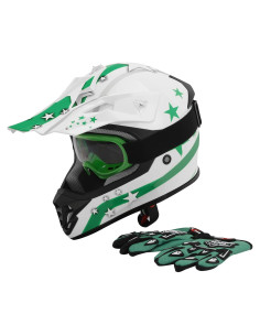 Casco XFMT Offroad Estrella Verde S/M/L/XL para Motociclismo