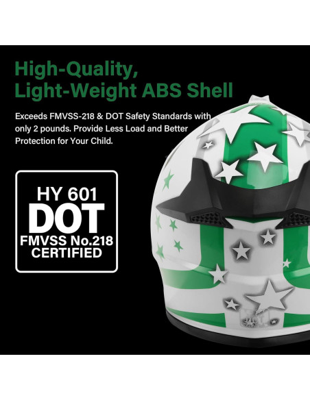 Casco XFMT Offroad Estrella Verde S/M/L/XL para Motociclismo Casco XFMT Offroad Estrella Verde S/M/L/XL para Motociclismo